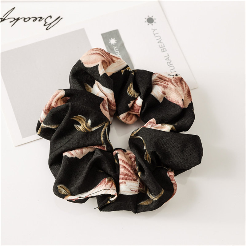 Spring Flower Headbands Hair Scrunchies Ponytail Holder Soft Stretchy Hair Ties Vintage Elastics Bands for Girls Accessories