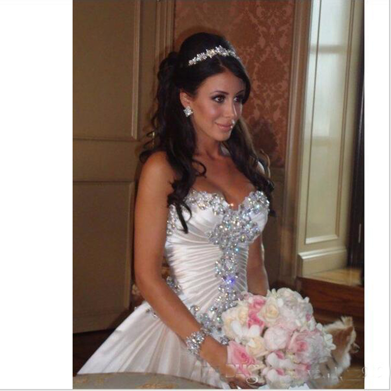 Ivory Bling Pnina Tornai Ball Gown Wedding Dresses Sweetheart Sparkly Crystal Backless Chapel Train Bridal Gowns Cheap Wedding Gowns