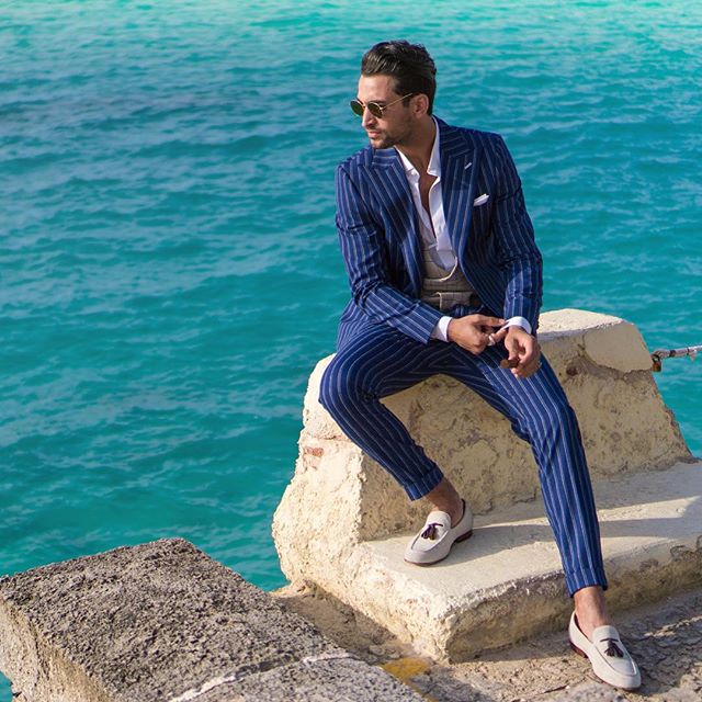 New Rope Stripe Men Tuxedos Groom Wedding Suits Slim Fit Two Button Peaked Lapel Mens Suit 2 Pieces Coat Pants (jacket+Pants)