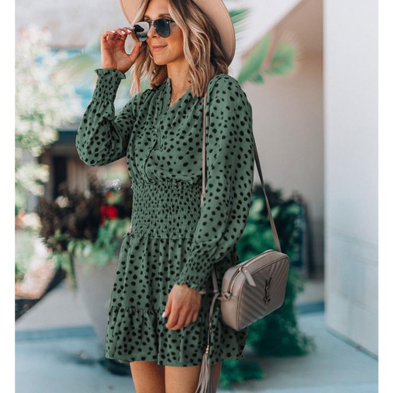 Boho Dot Women Trumpet Dress Vintage Chiffon Long Sleeve Button High Waist Pleated V-neck Beach Mini dresses 2020 Spring Summer
Boho Dot Women Trumpet Dress Vintage Chiffon Long Sleeve Button High Waist Pleated V-neck Beach Mini dresses 2020 Spring Summer