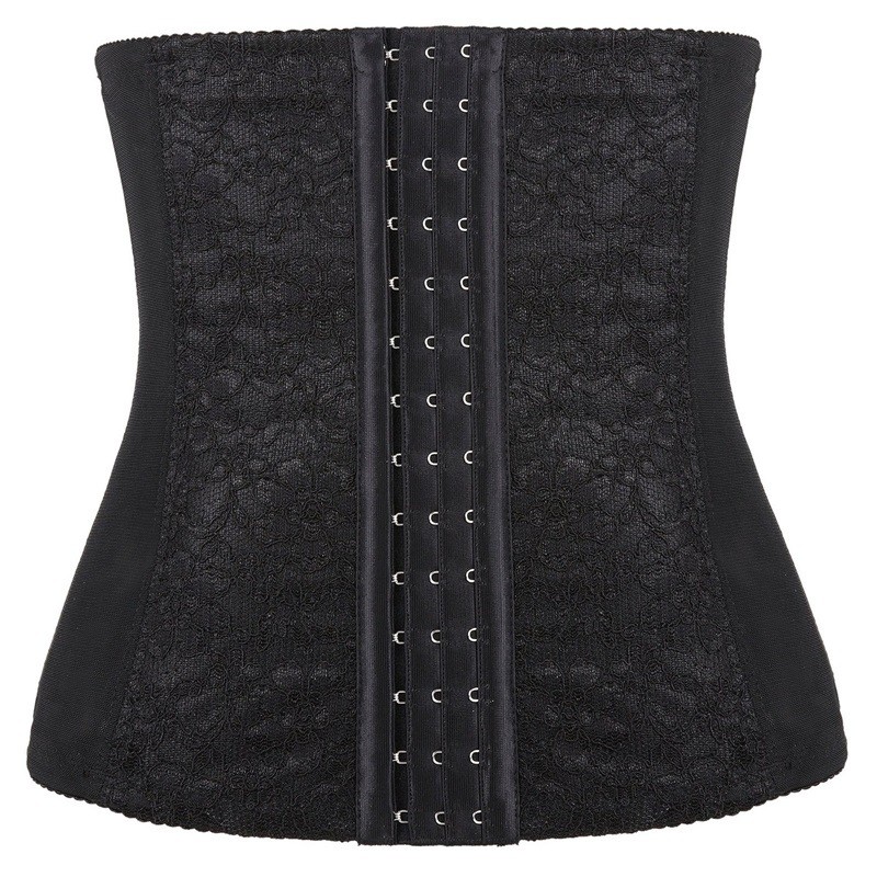 9 Steel Bones Women 3-Row Hook & Eye High Stretch Lace Waist Trainer Underbust Corset Body Shapers Fashion Waist Slimming Belt Plus Size 6XL