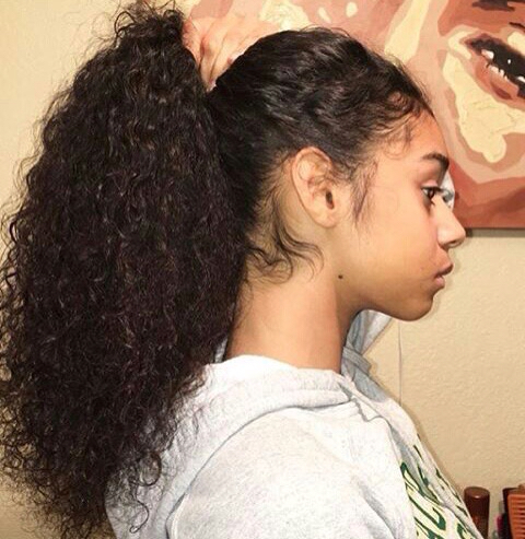 Malaysian Kinky Curly Pony tail hairpiece Natural big Afro kinky Curly Remy Hair 1 Piece wraps Clip In Ponytails 100% Human Hair 160g