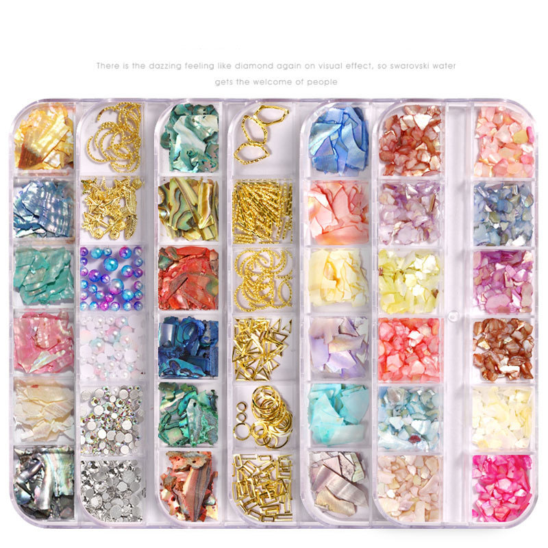 1BOX 12 Grids Colorful Shell Mixed Irregular Shell Sheet Tinfoil Rhinestone Nail Jewelry 3D Nail Art Decoration DIY Design
1BOX 12 Grids Colorful Shell Mixed Irregular Shell Sheet Tinfoil Rhinestone Nail Jewelry 3D Nail Art Decoration DIY Design