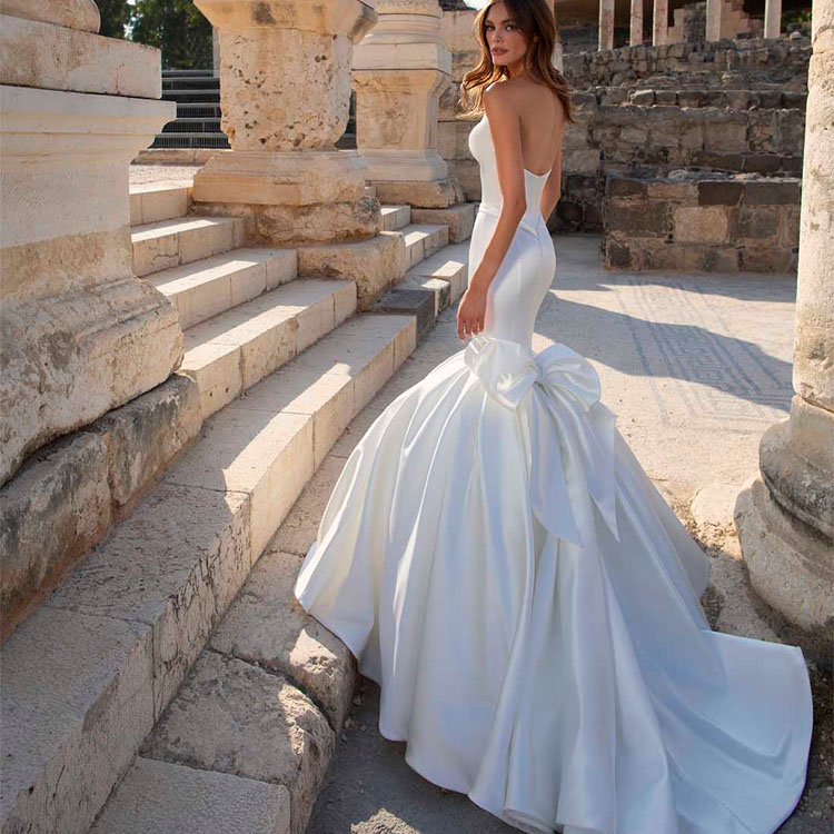 Beach Satin Mermaid Wedding Dresses Sweetheart Neck Sleeveless Boho Bridal Gowns Bow Backless Ruffles Sweep Train Wedding Dress, Sage
Beach Satin Mermaid Wedding Dresses Sweetheart Neck Sleeveless Boho Bridal Gowns Bow Backless Ruffles Sweep Train Wedding Dress, Sage