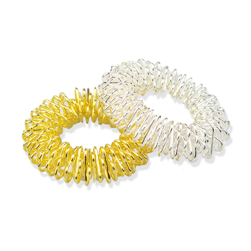 Tcare 2Pcs/Lot Silver Body Massage Supplies Relaxation Stainless Steel Wrist Hand Massager Ring Acupuncture Bracelet Health Care C18122801