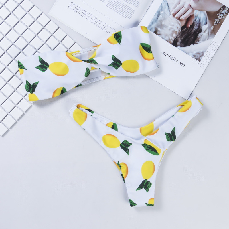Lemon Print Twist Bandeau Bikini Set Bathing Suit Swimsuit Strapless High Leg Thong Bikini Push Up Bikini Women Swimwear, Red
Lemon Print Twist Bandeau Bikini Set Bathing Suit Swimsuit Strapless High Leg Thong Bikini Push Up Bikini Women Swimwear, Red