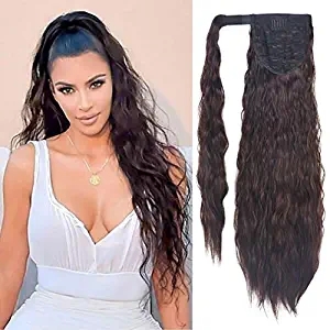 Kim kardashian Clip in Ponytail Extension Long Straight Kinky Thick Curly Hair Fluffy Pony Tail Wrap Around human hair pony tails