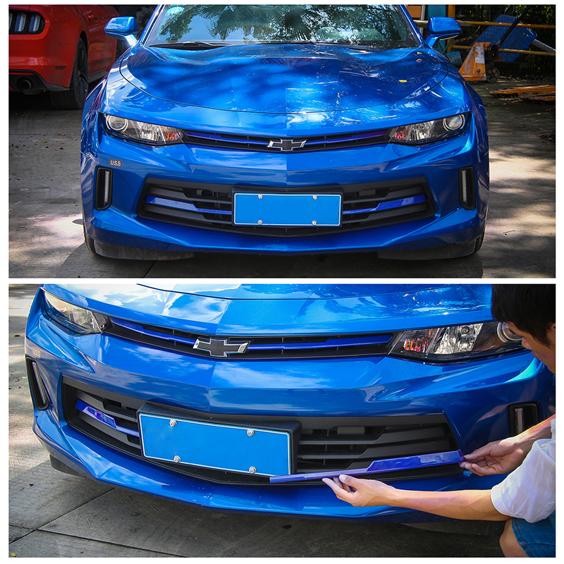 Front Grille Cover Strips Decoration Trim Exterior Accessories Stickers ABS For Chevrolet Camaro 2017 Up Car Styling