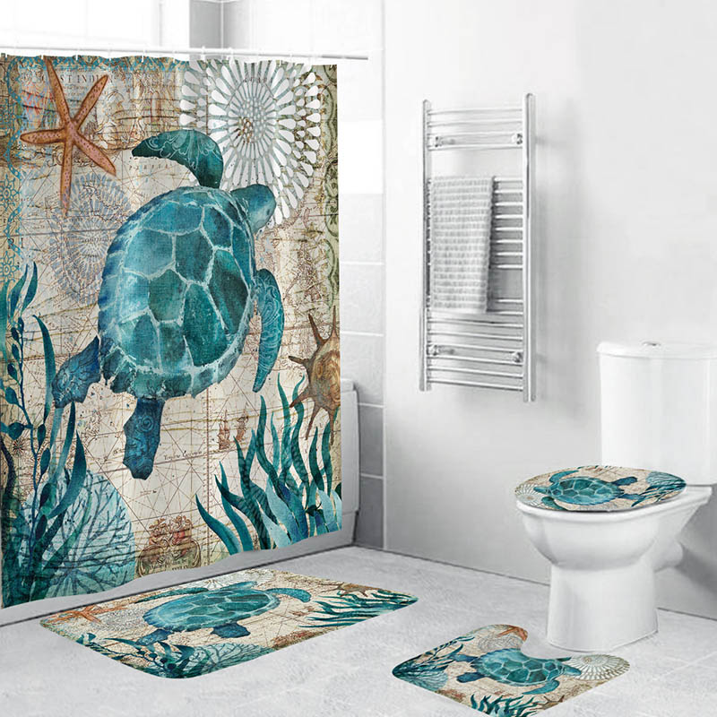Newly Sea Turtles Bathroom Polyester Shower Curtain Waterproof Bath Curtain Bathroom Accessories