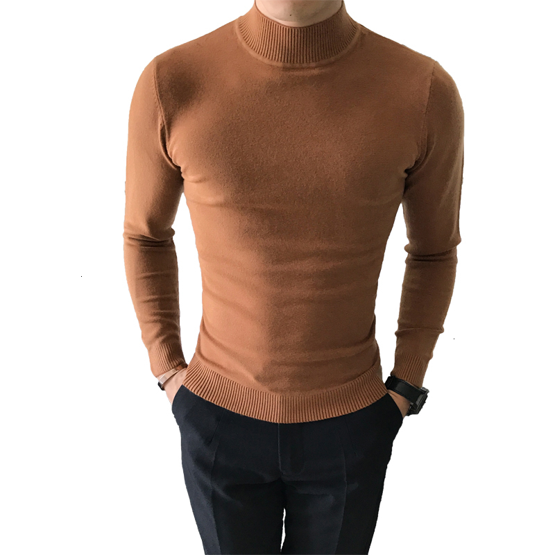 Sweater High Quality Autumn Winter Candy Color in the end of the Collar Pure Color Slim Comfortable Semi-high Collar SweaterMX190926