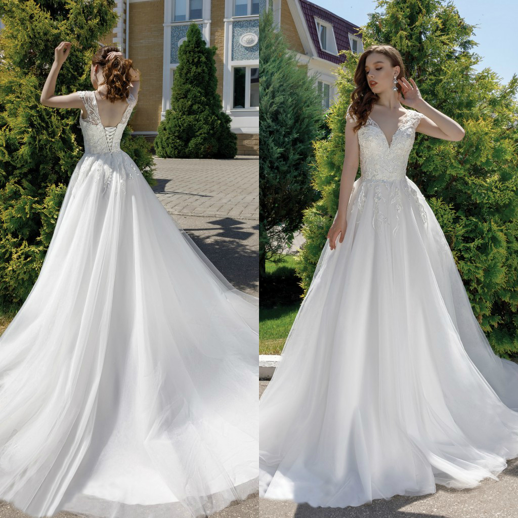 beach wedding dresses v neck sexy laceup back customized lace appliques vestido de novia robe de marie bridal gowns
