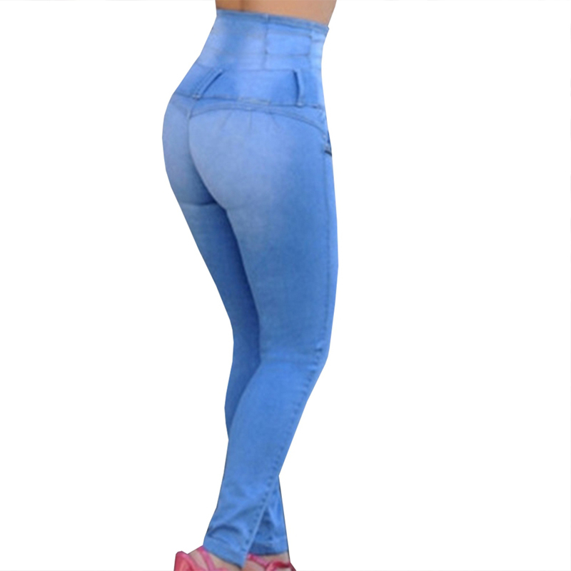 FashionSkinny Pencil Pants FullLength Denim HighWaist Female Jeasn Femme Multi Button Stretchy Sexy Butt Lift Thickening Jeans 4168686