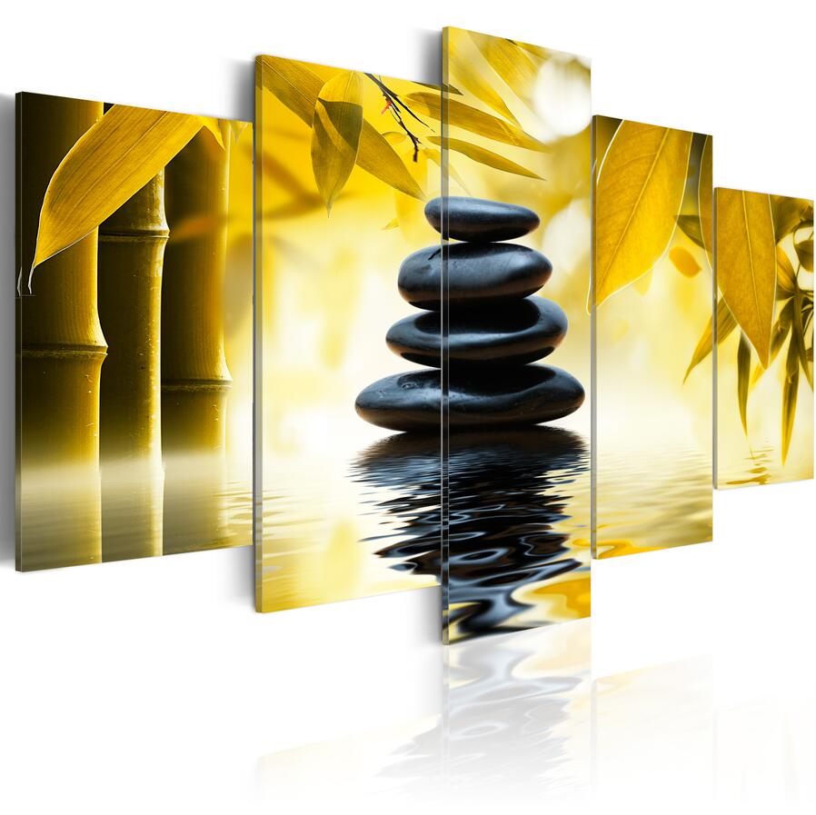 No Frame High Quality Bamboo Zen Stone Painting on Canvas Wall Art for Living Room Decor Modern Art Picture,Choose Color And Size