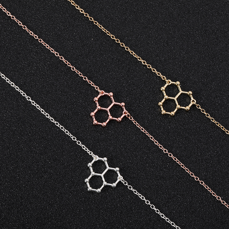 5PCS Ice Hydro Water H2O Molecule Structure Bracelet Geometric Science Chemistry Hormone Formula Dopamine Molecular Bracelets Bangles