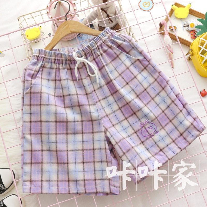 Japanese Style Lolita Kawaii Embroidery Elastic Waist Purple Plaid Casual Shorts Mori Girl Summer Women Shorts, As pic
Japanese Style Lolita Kawaii Embroidery Elastic Waist Purple Plaid Casual Shorts Mori Girl Summer Women Shorts, As pic