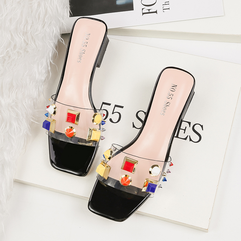 Summer Fashion Ladies Rhinestone Slippers Woman Transparent Square Low Heels Sexy Shoes Female Plus Size Black shoes JS2003, As picture 3
Summer Fashion Ladies Rhinestone Slippers Woman Transparent Square Low Heels Sexy Shoes Female Plus Size Black shoes JS2003, As picture 3