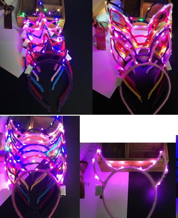 

LED Light Up Cat Rabbit Mice Ear Horn Crown Headband Adult kids Party Glowing Flashing Hairband Hoop prom concet fans Atmosphere props gift