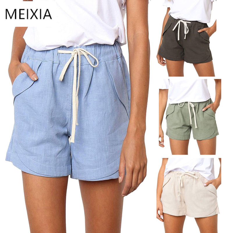 2019 Summer New Women' Shorts Beach hot sale Europe Style Drawstring Elastic Waist Cotton Casual shorts women, Beige
2019 Summer New Women' Shorts Beach hot sale Europe Style Drawstring Elastic Waist Cotton Casual shorts women, Beige