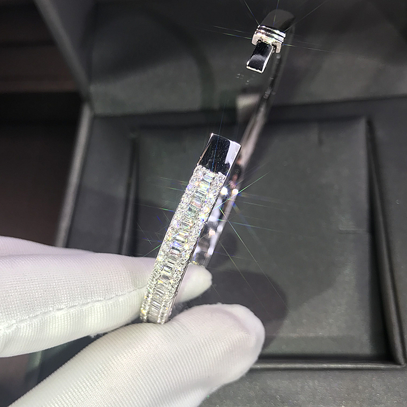 Sterg Sier Full Princess Cut Topaz CZ Eternity Bangle for Women 4