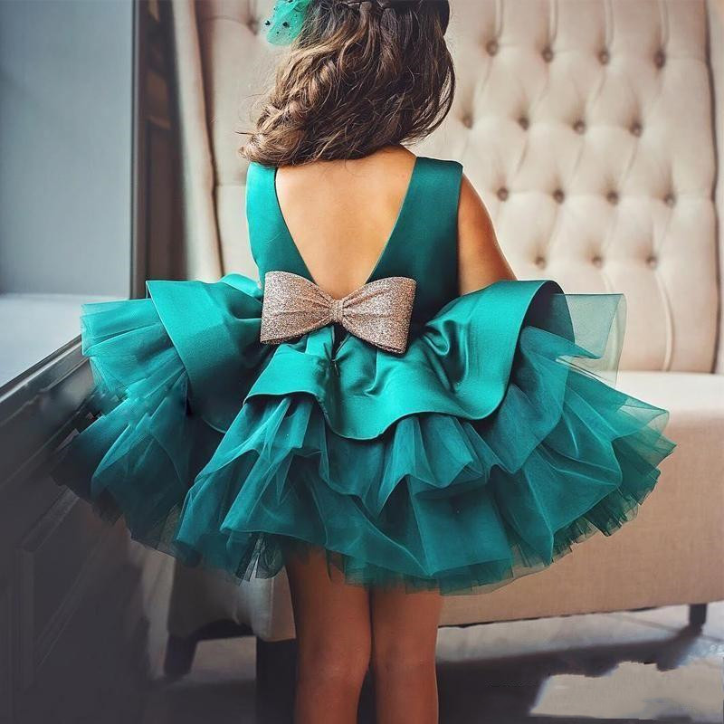 hunter green flower girl dresses for weddings puffy knee length ruffle skirt pageant gowns girls birthday dress
