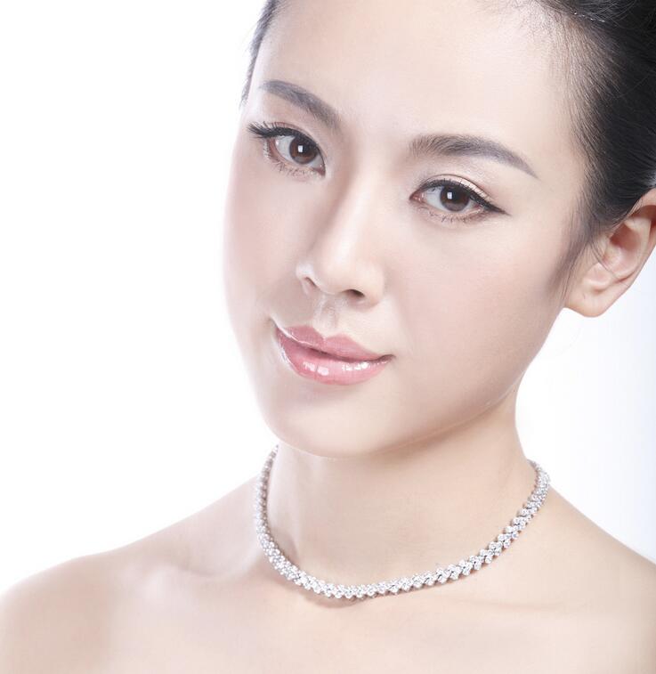 Fashion Romantic Roma Necklace White Gold Filled 5A cz Evening Party necklaces for Women Bridal Wedding Accessories Jewelry