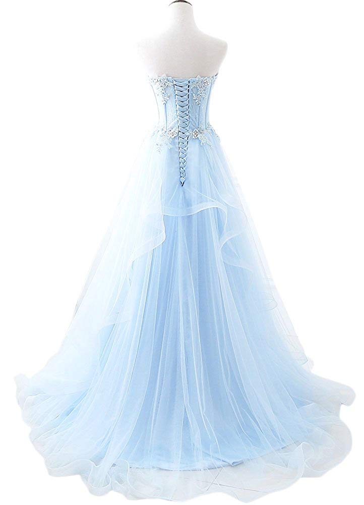 2019 Charming Applique Sweetheart Long Prom Dresses Beaded Appliques Princess Formal Evening Party Dress Bridesmaid Wear Party Gown QC1381