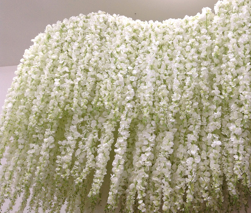2M long Elegant Artificial Orchid flower Wisteria Vine Rattan For Wedding Decorations flower Garland Home Ornament