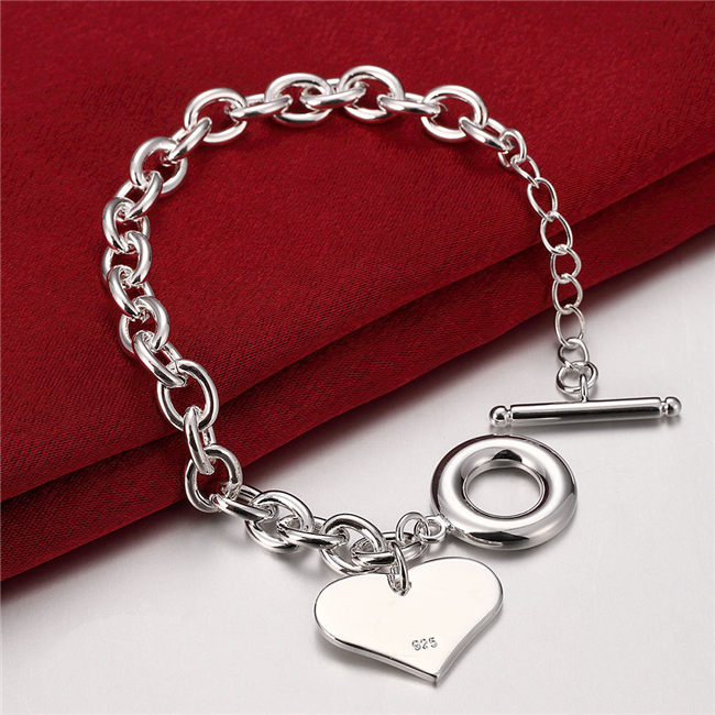 Hot sale best gift 925 silver Wan heart brand TO Bracelet DFMCH285, Brand new 925 sterling silver plated Chain link bracelets high grade