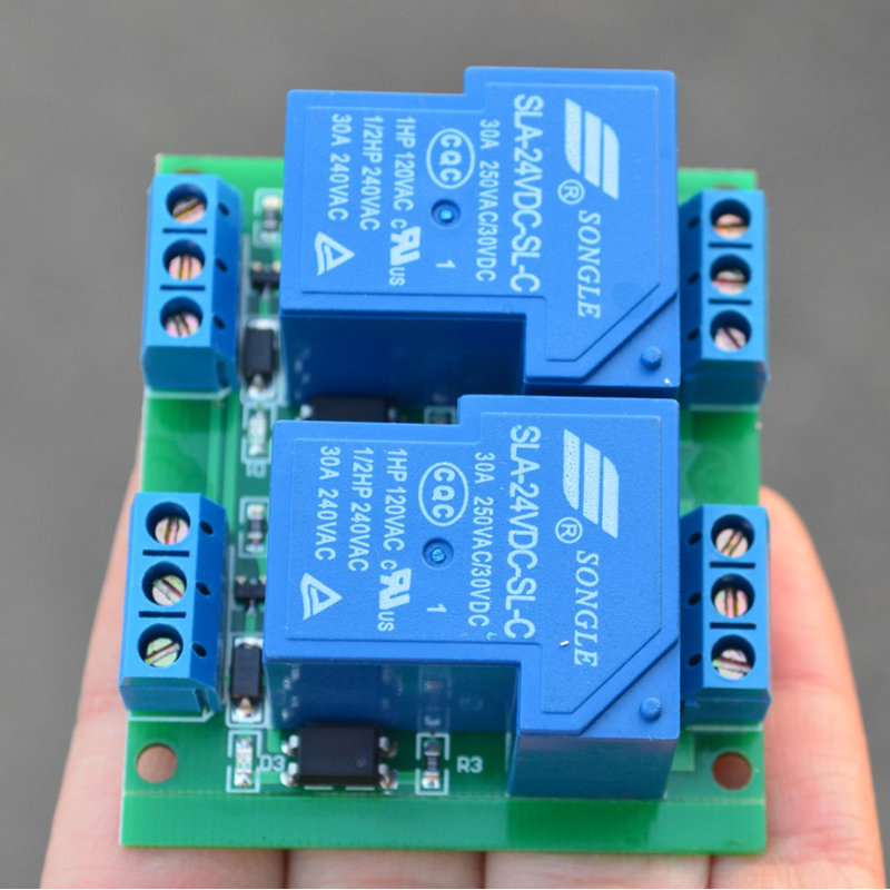 30A 2-way Relay Module 5V12V24V Two-way Optocoupler Isolation Relay Module 4-30V Trigger