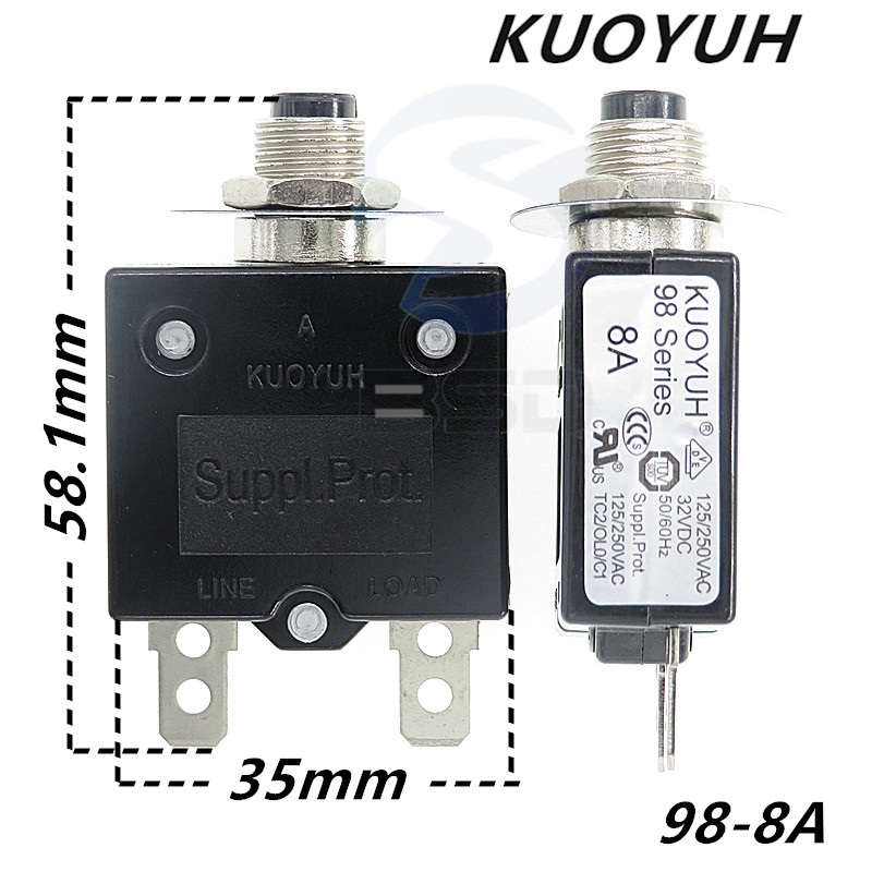 Circuit Breakers Taiwan KUOYUH 98 Series-8A Overcurrent Protector Overload Switch