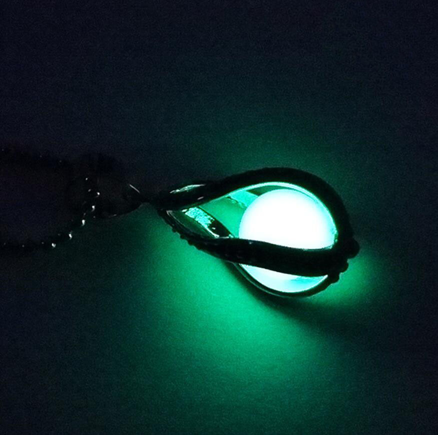 Hollow spiral water drop luminous necklace, luminous pearl mermaid pendant DJN27 mix order Pendant Necklaces jewelry
