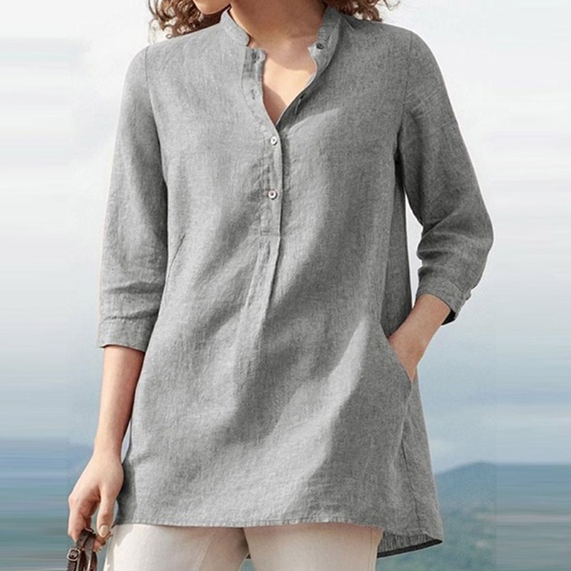 Womens Cotton Linen Stand Collar Shirt Blouse Plus Size XL Pink Solid Pocket Womens Shirts 2020 Autumn Loose Blouses Female
Womens Cotton Linen Stand Collar Shirt Blouse Plus Size XL Pink Solid Pocket Womens Shirts 2020 Autumn Loose Blouses Female