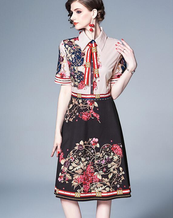 OL style Flora printed bow collar pink dress women shirt dresses A-line street style dresses knee-length short sleeve, Multi
OL style Flora printed bow collar pink dress women shirt dresses A-line street style dresses knee-length short sleeve, Multi