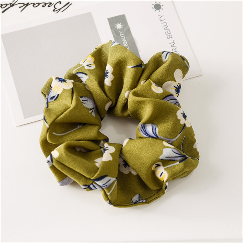 Spring Flower Headbands Hair Scrunchies Ponytail Holder Soft Stretchy Hair Ties Vintage Elastics Bands for Girls Accessories
