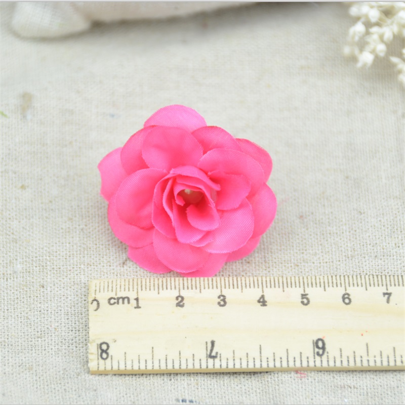 100 Pcs 4.5cm Handmade Mini Artificial Silk Rose Flowers Heads Scrapbooking Flower Kiss Ball For Wedding Decorative