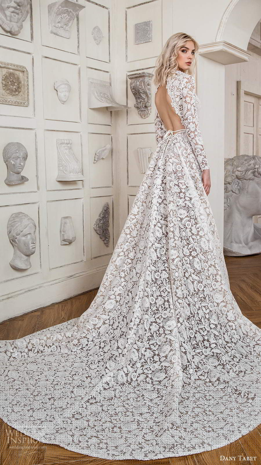 Lace Long Sleeve Wedding Dresses Applique A Line High Neck Hollow Back Boho Wedding Dress Sweep Train Bridal Gowns Robes De Mariée