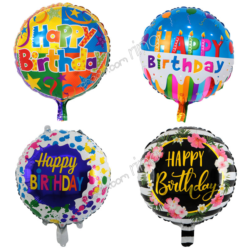 Inflatable happy birthday party balloons decorations supplies 18 Inch cartoon helium foil balloon kids flowers birthday ballons to