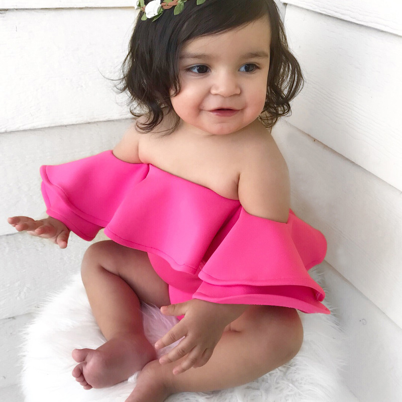 Rompers INS Baby girls ruffle Off Shoulder romper cotton infant Strapless Jumpsuits summer Fashion Boutique kids Climbing clothes C5741Y250119IV71