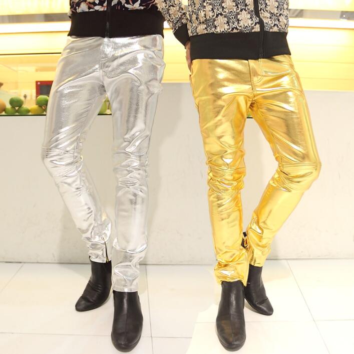 Gold silver motorcycle faux leather pants mens feet pants fashion pu trousers men Reflective Glossy personality pantalon homme, Black
Gold silver motorcycle faux leather pants mens feet pants fashion pu trousers men Reflective Glossy personality pantalon homme, Black