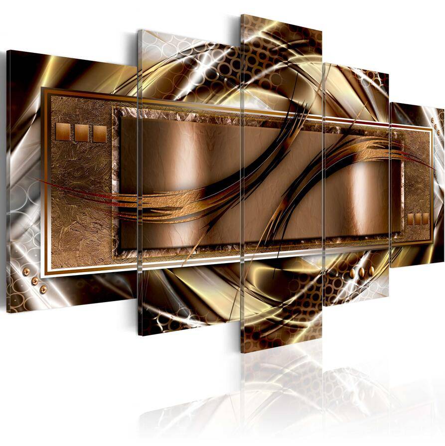 5 Piece Canvas Paintings Abstract Golden Wall Art Picture Canvas Paintings Wall Decorations for Living Room Home Decor No Frame