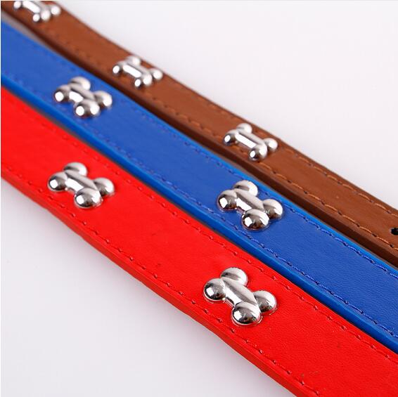 Bone Leather Durable Pet Dog Collar Pet Supplies Accessories Neck Strap Collar For Dog Puppy Pug Collars For Small Large Dogs GA655