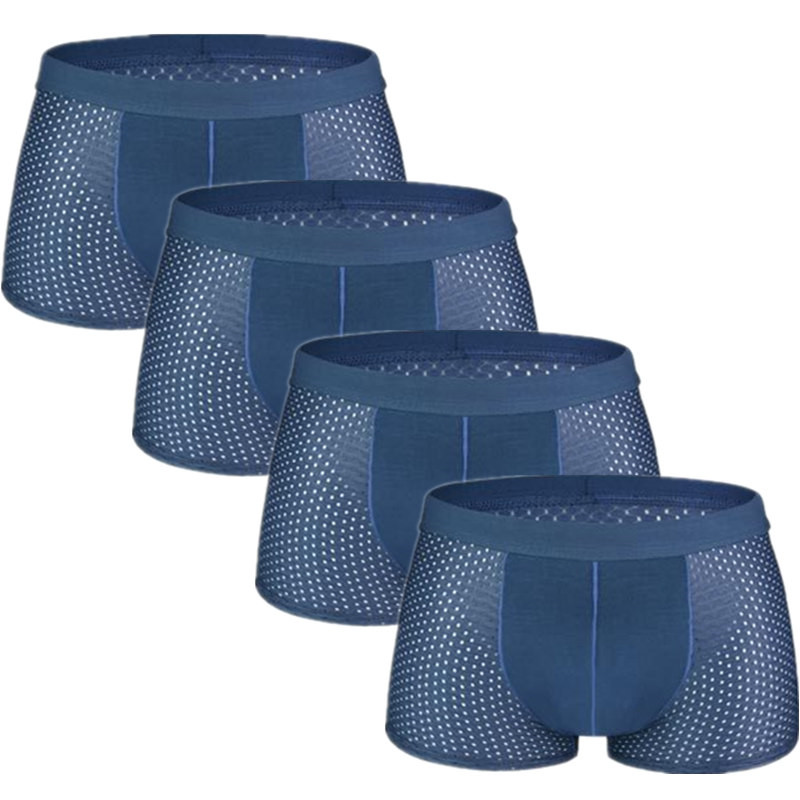 4pcs/lot L-7XL Plus Size Men Mesh Underwear Boxers Shorts Solid Men's Clothing Boxer Panties Sexy Mens Underpants