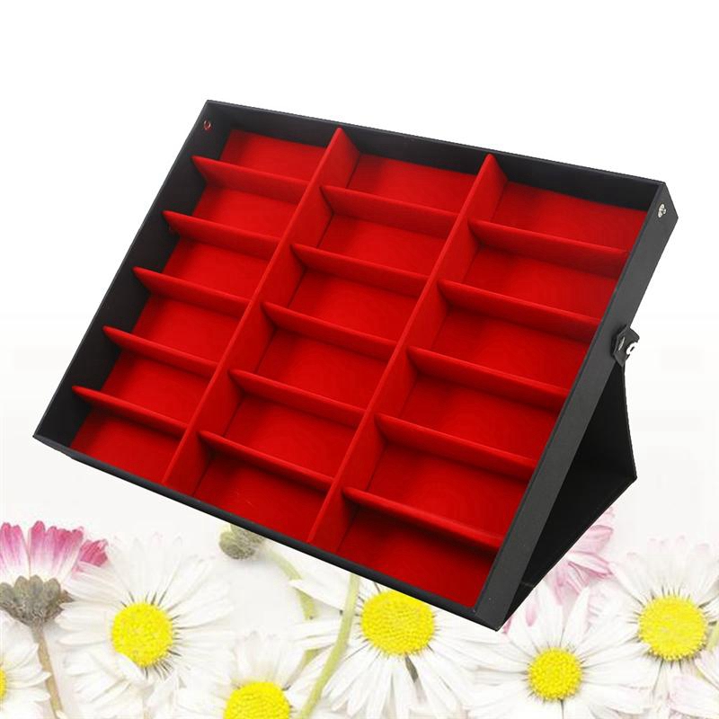 18 Grid Sunglasses Storage Organizer Glasses Display Case Stand Holder Eyewear Eyeglasses Box RedRedBlack
