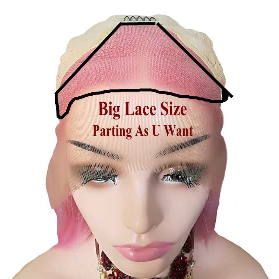 Long deep wave Pink Wig celebrity Women cosplay style lace frontal Heat Resistant Synthetic Lace Front Wigs Curly Wig natural hairline