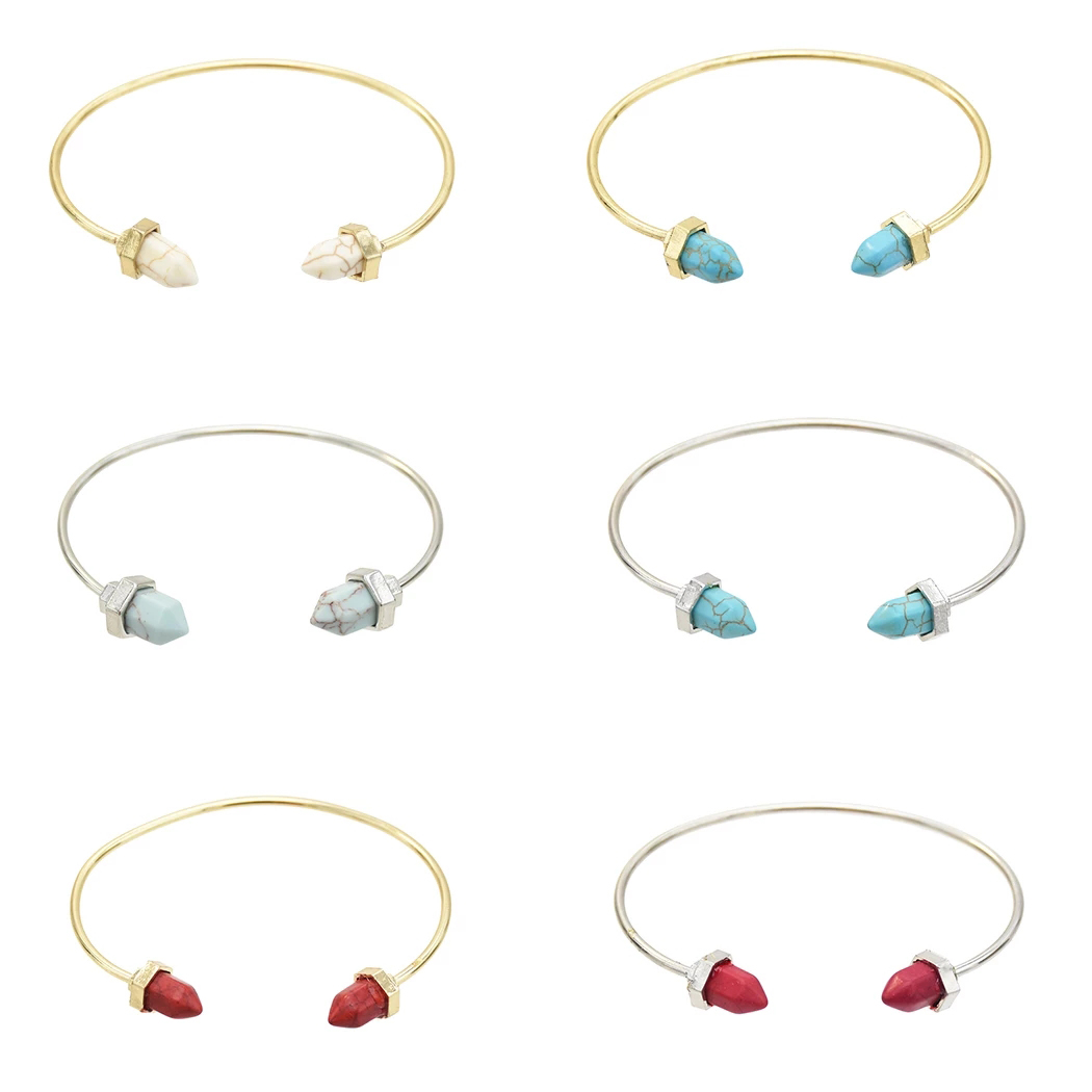 2 Colors Gold Natural Stone Turquoise Bangles Hot Geometric Hexagonal Prism Pile Faux Marbled Stone Cuff Bracelet Bangle for Women
2 Colors Gold Natural Stone Turquoise Bangles Hot Geometric Hexagonal Prism Pile Faux Marbled Stone Cuff Bracelet Bangle for Women