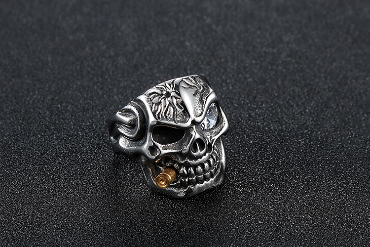 Hegemonic Diamond Skull Titanium Steel Ring Personality PunK Men039s Ring Jewelry European and American