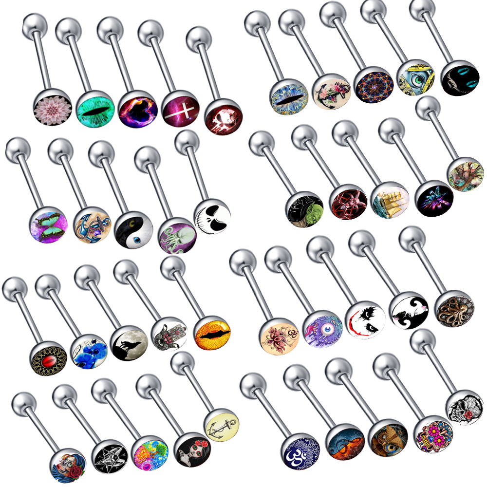 Nice style body piercing jewelry TONGUE RING MIX Styles drop factory