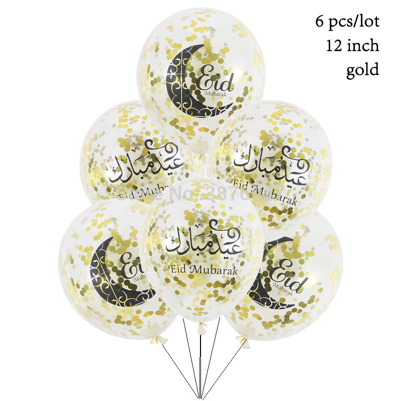 eid mubarak balloon Islam Muslim new year festival party decoration clear gold silver confetti foil star printed balloon banner