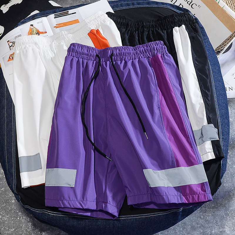 Summer Men Casual Shorts 3M Reflective Men's Striped Trend Shorts 2020 New Fashion Brand Elastic Waist Sport Short Trousers, White;black
Summer Men Casual Shorts 3M Reflective Men's Striped Trend Shorts 2020 New Fashion Brand Elastic Waist Sport Short Trousers, White;black