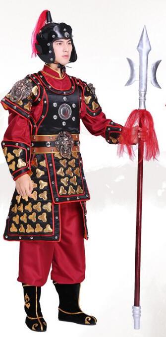 Stage performance props helmet Outfit film TV soldier Gold clothing Ancient men general armor war robe Red Cloak ancient costume